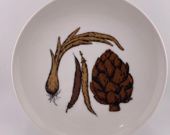 Georges Briard BRR16 Salad Plate Brown Artichoke Beans Root Vegetables 7"