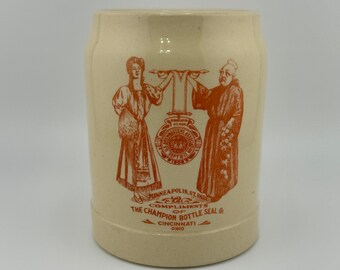 1906 US Brewmasters Association Stoneware Beer Mug Minneapolis St Paul Champion Bottle Seal Cincinnati Ohio