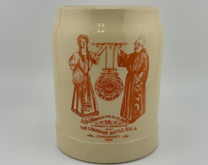 Featured listing image: 1906 US Brewmasters Association Stoneware Beer Mug Minneapolis St Paul Champion Bottle Seal Cincinnati Ohio