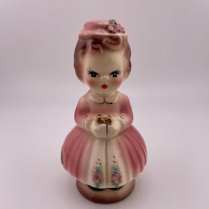 Vintage Josef Original Hedy Figurine Early California Era Muriel&#39;s Early Creation Collectible Ceramic Figurine Pink Dress Vintage Girl