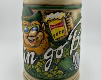 1991 Anheuser-Busch Budweiser 5 1/2" Tall St Patrick's Day Erin Go Bud Beer Stein FREE Shipping in USA
