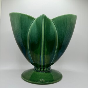 Royal Haeger Drip Glaze Art Deco Mid Century Green 7" Tall Vase