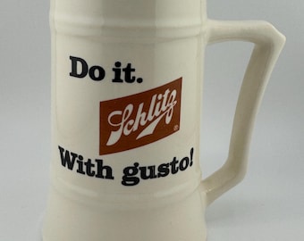 RARE Vintage Schlitz Do It. With Gusto! National Ski Patrol Be Wise Ski Safe Beer Mug USA Free Shipping in the USA