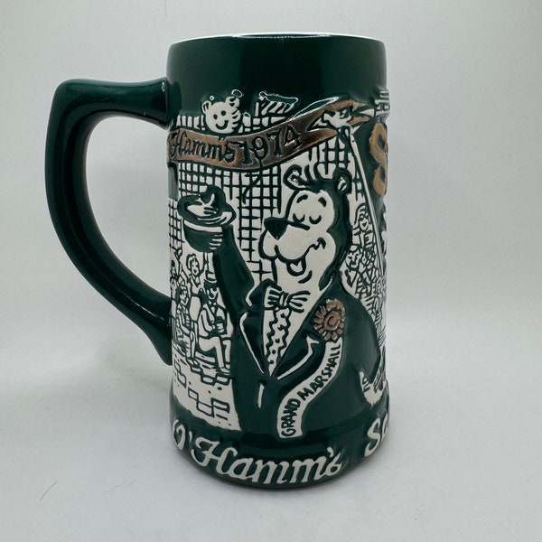 1974 Hamm's St. Patrick's Day Beer Stein "O'Hamm's Salutes the Irish!" Ceremarte Product of Brazil S.N. #003916 Barware Vintage