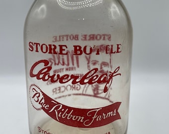 Cloverleaf Blue Ribbon Farms - Stockton, CS Cream Top Milk Bottle