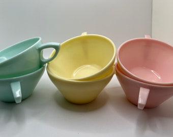 Set of Two Vintage Watertown Lifetime Ware Melamine Cups - Pink, Yellow, or Green