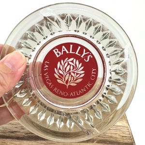 Vintage Bally’s Casino Ashtray Las Vegas Reno Atlantic City Collectible Glass Ashtray Red Casino Logo Retro Gambling Memorabilia
