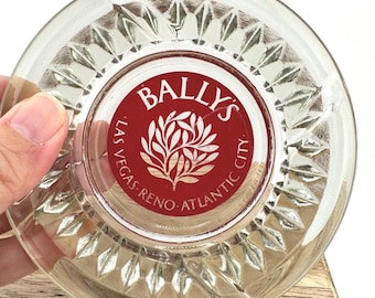 Vintage Bally’s Casino Ashtray Las Vegas Reno Atlantic City Collectible Glass Ashtray Red Casino Logo Retro Gambling Memorabilia