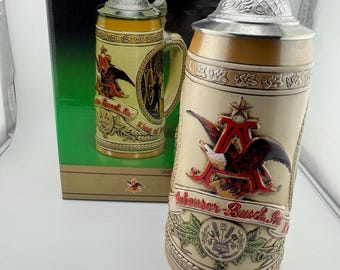 1985 Anheuser Busch F Series Stein Budweiser Limited Edition II Beer Aging and Cooperage Process Beer Mug FREE Shipping in USA