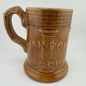 1940s Wisconsin Beer Mug Blumer Brewing Company Monroe Heavy Embossed Monroe Beer Stein Monks Vintage Beer Collector Gift for Beer Drinker