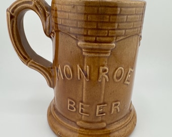 1940s Wisconsin Beer Mug Blumer Brewing Company Monroe Heavy Embossed Monroe Beer Stein Monks Vintage Beer Collector Gift for Beer Drinker
