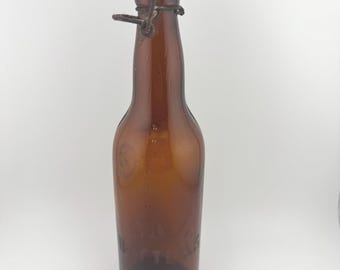 Pre-Prohibition Amber Glass Bottle California Bottling Co San Francisco Antique Etched Bottle with Ceramic Hinged Top Vintage CA History