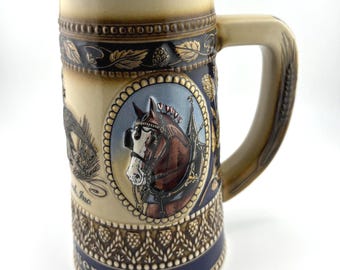 Vintage 1987 Budweiser Horsehead Beer Stein First in Series Clydesdale Horses Ceramic Stein Ceramarte Brewery Collectible Barware Gift