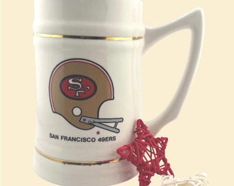 Vintage San Francisco 49ers Beer Mug Classic Ceramic 49ers Football Fan Stein Retro NFL Collectible Barware Gift for 49ers Fans