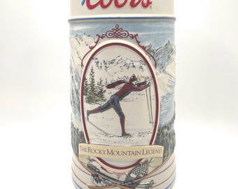 1991 Coors The Rocky Mountain Legend Skiing Stein The Rocky Mountain Legend Series Coors Brewing Company Golden Colorado FREE Shipping in US