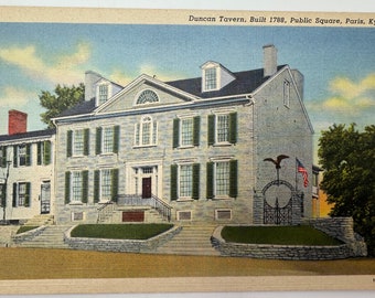 Duncan Tavern, Built 1788, Public Square, Paris Kentucky Linen Postcard