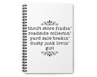 Vintage Inspired Spiral Notebook for Thrift Store Lovers Perfect Gift for Collectors Journal Planning Notetaking