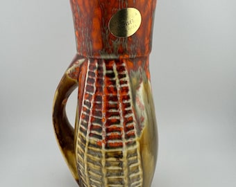Vintage California Sunset Vase by Marcia Colorful Textured Glazed Ceramic Vase Mid Century Pottery Orange Brown Vase Gift for MCM Collector