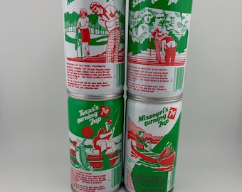 1979 7up "America's Turning 7up" Soda Pop Can Vintage North Carolina South Dakota Missouri Texas Sold Individually