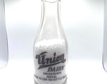 Union Dairy Milk Jug Sacramento Reg Cal. Vintage