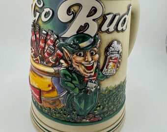 1992 Anheuser Busch Budweiser 5 1/2" Tall St Patrick's Day Erin Go Bud Beer Stein FREE Shipping in USA