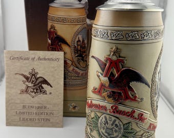 1989 Anheuser Busch M Series Budweiser Limited Edition V Beer Stein Bavarian Festival Bud Beer Mug FREE Shipping in USA