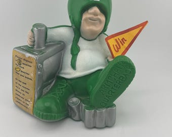 Armchair Quarterback Novelty Figure Green Bank 1970s, Football Wife, Football Spouse Nagara Plastics