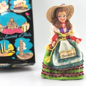 Vintage Italian Souvenir Doll Bardolino 1960s Folk Costume Doll Plastic Ethnic Doll in Traditional Dress Retro Italy Travel Gift