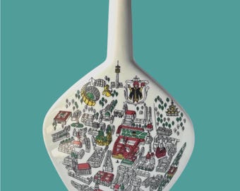 Vintage Porcelain Munchen Bottle 1960s Riermerschmid Liquor Decanter German Vase Bottle Home Decor