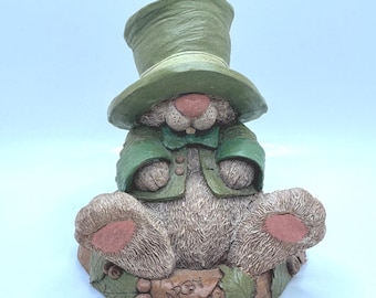 St Patricks Day 1996 Timothy Wolfe Darby Bunny Figurine Hand Painted Rabbit in Green Jacket St. Patrick’s Day Decor Collectible Sculpture