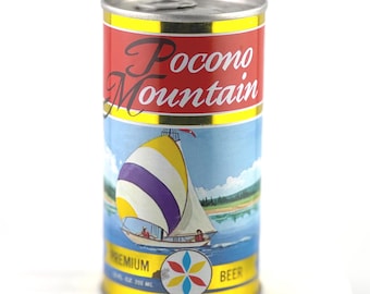 Vintage 1978 Pocono Mountain Beer Can – Yuengling Pottsville PA – AIR-FILLED Unopened – Sailboat Artwork – 12 oz Breweriana
