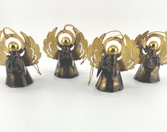 1999 Set of 4 Angel Christmas Ornaments Two Tone Gold/Silver Finish Royal Gallery Collections Federated Department Stores