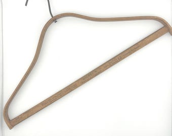 Vintage Wood Advertising Clothes Hanger Bickel's Beautiful Dry Cleaning Moline Illinois 1940s Laundry Fur Hat Service Promo