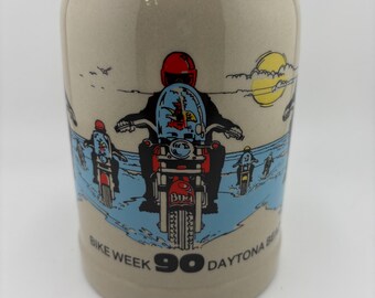 1990 Daytona Beach Bike Week Budweiser Beer Stein West Germany #1788 FREE Shipping in the USA