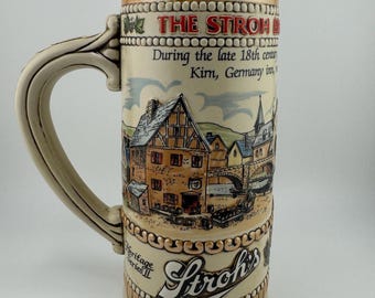 Vintage Stroh's Beer Stein Heritage Series II Brewery Collectible Beer Mug Fire Brewed German Tradition Breweriana Display Piece