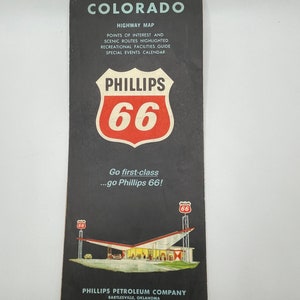 1964 Phillips 66 Colorado Road Map Landkarte Phillips Petroleum Company Vintage Map