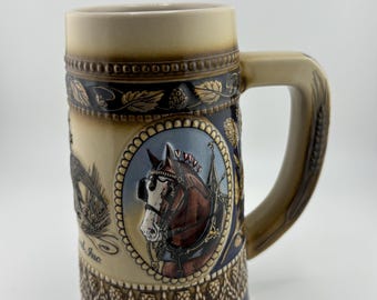 Budweiser 1987 Horsehead Stein Clydesdale Horses First in a Series Beer Stein Germany FREE Shipping in USA