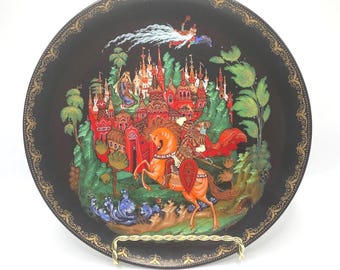 Ruslan and Ludmilla Russian Legends Collector Plate Pushkin Poem Inspired USSR Decorative Plate Wall Hanging