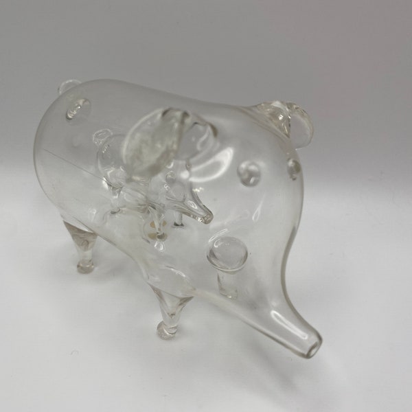 Handblown Glass Pig Inside of a Pig - 4" long - Made in Taiwan