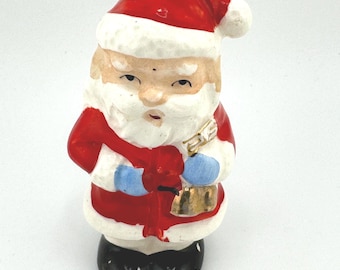 Vintage Santa Ringing Bell Ceramic 3" Tall