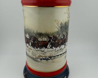 Vintage 1990 Budweiser Anheuser-Busch Christmas Clydesdale Holiday Mug Stein FREE Shipping in USA