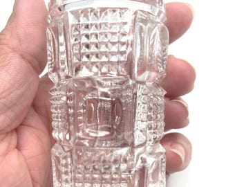 Thumbprint and Diamond Point Glass Toothpick Holder or Shot Glass