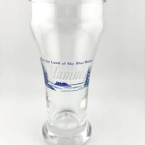 Hamm&#39;s Pilsner Blue & White &quot;From the Land of Sky Blue Waters&quot; Bulge Top Beer Glass