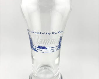 Hamm's Pilsner Blue & White "From the Land of Sky Blue Waters" Bulge Top Beer Glass