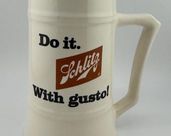 RARE Vintage Schlitz Beer Stein National Ski Patrol Collectible Retro Ceramic Mug Brewery Memorabilia Skiing Cabin Decor Beer Mug Vintage