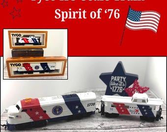 Tren TYCO escala HO vintage – Vagón de cola Spirit of ’76 o locomotora ficticia F9, caja de tren patriótica del bicentenario de la década de 1970
