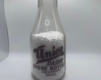 Union Dairy Store Milk Bottle Sacramento California UD Marked on Bottom