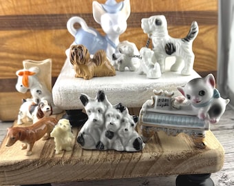 ミニチュア猫＆犬フィギュア 子猫と子犬の親友 中国 台湾 MCM - Etsy 日本