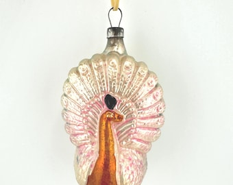 1930s German Antique Glass Rainbow Peacock Christmas Ornament Vintage Peacock Holiday Decoration Collectibles German Christmas Ornament