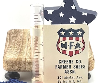 Vintage Metal Missouri Farmers Assn Glass Rain Gauge Green County Farmer Sales Assn Springfield MO Memorabilia Collectible Farm Garden Decor